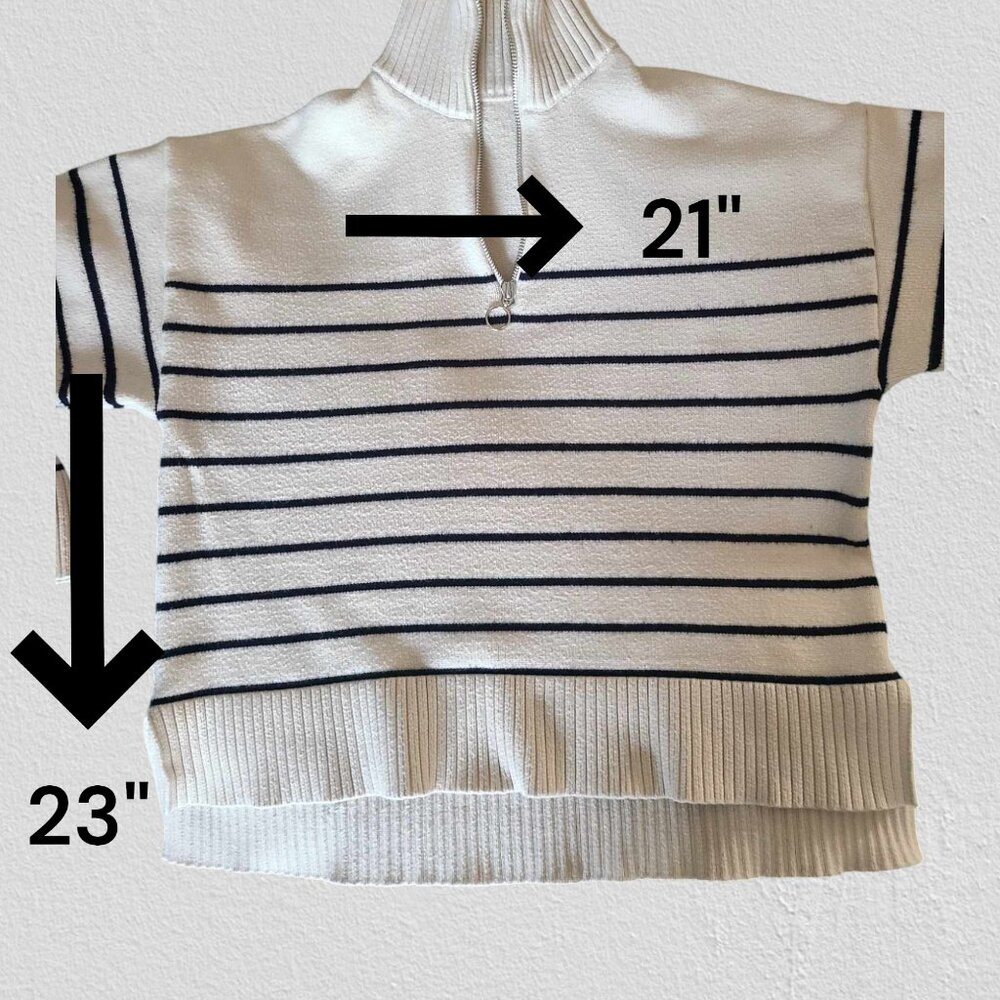 Zara Breton striped heavy Winter sweater with zipped collar - Picture 2 of 3